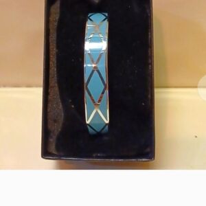 Womans Zuni Silver Inlay Turquoise Zig Zag Cuff Bracelet Brand New